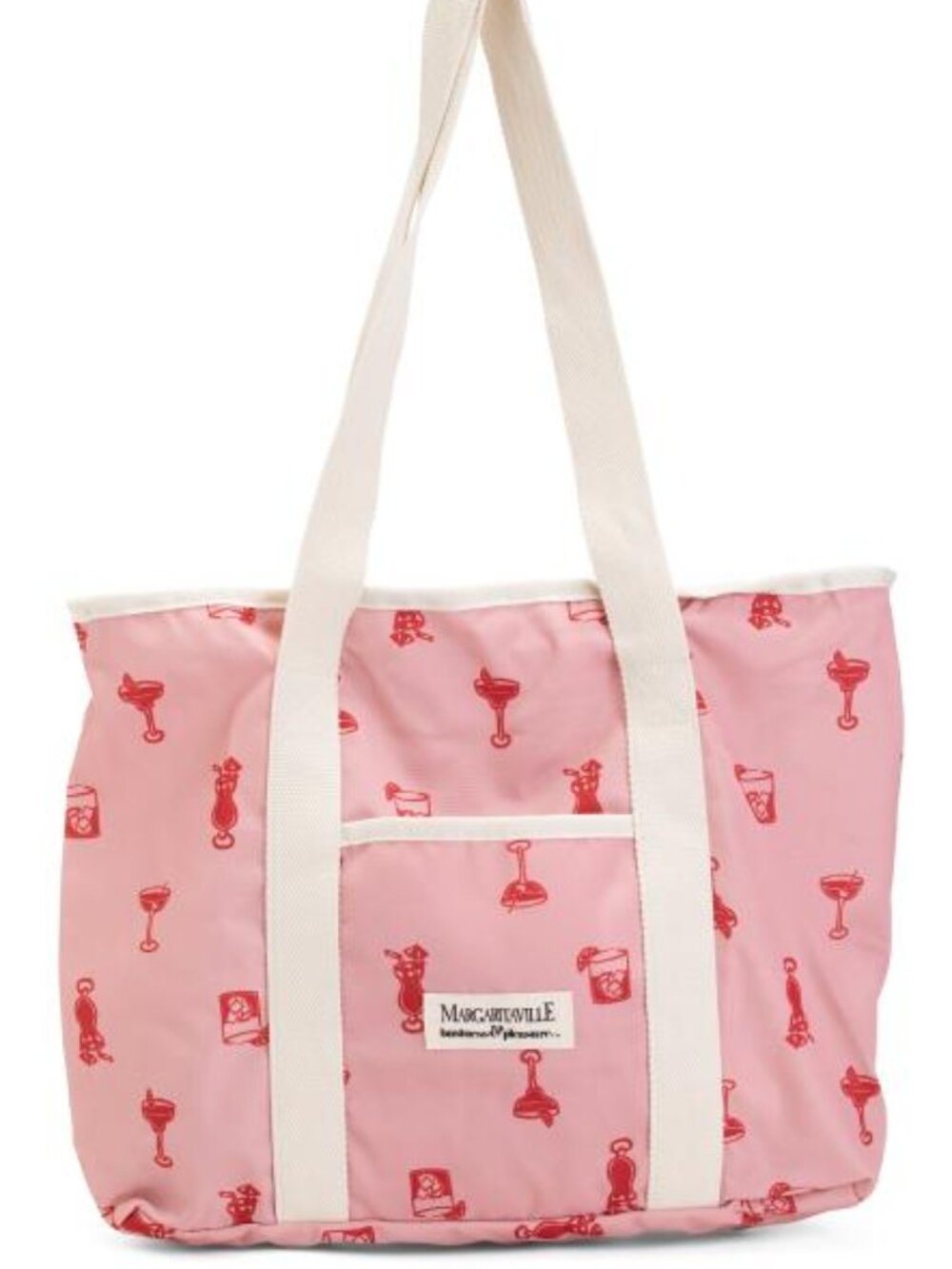 MARGARITAVILLE Pink Tote Bag Strawberry Daiquiri Margarita Red Print Design NWT